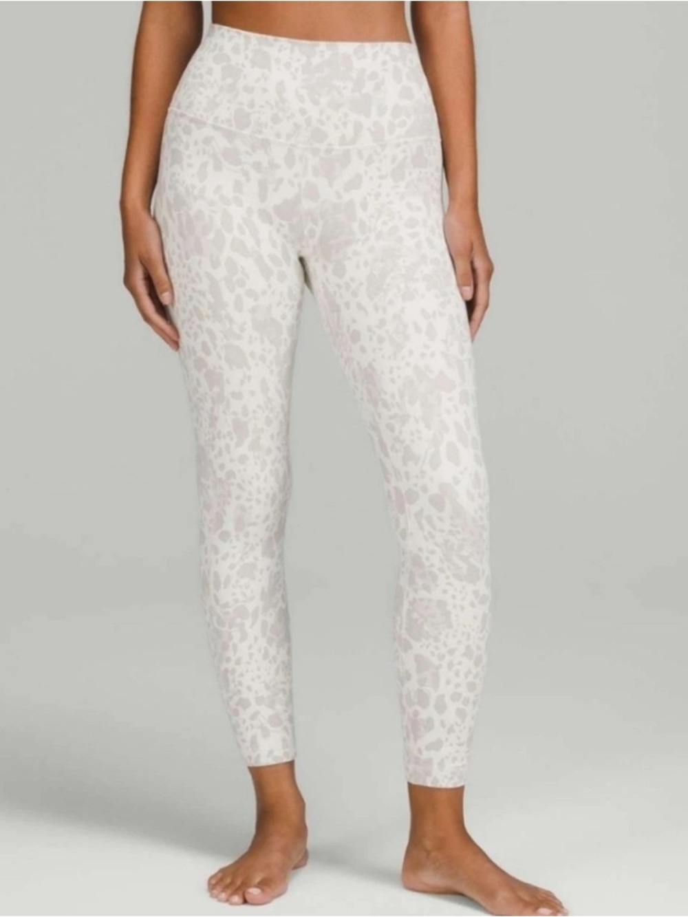 Lululemon Athletica Women 4 Align Legging Pant Light Gray Leopard Print